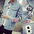 Men's Floral Print Slim Fit Denim Jacket for Youth